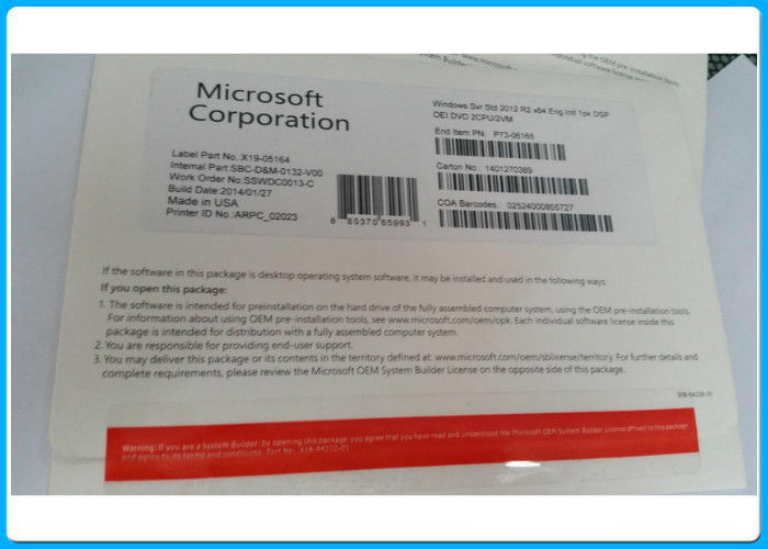 Microsoft Windows Server 2012 standard retail box  DVD for sever2012 r2 COA 2 CALS  OEM pack
