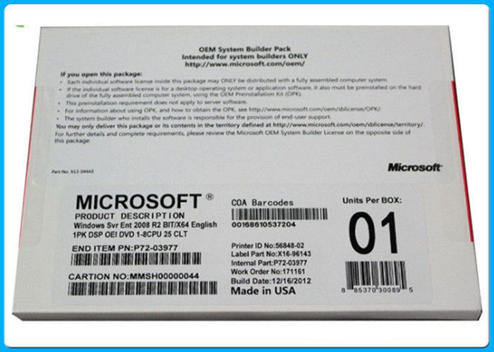 Original 25x Client Microsoft Win Server 2008 R2 Enterprise Dvd