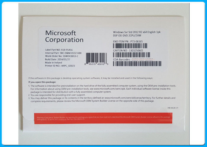 5CALS Windows Server 2012 Retail Box 64Bit COA License / Install DVD OEM
