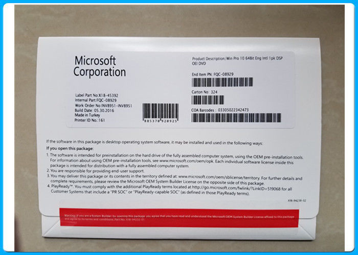 Online Activation Microsoft Windows Softwares 10 Professional 32bit 64bit COA License Sticke