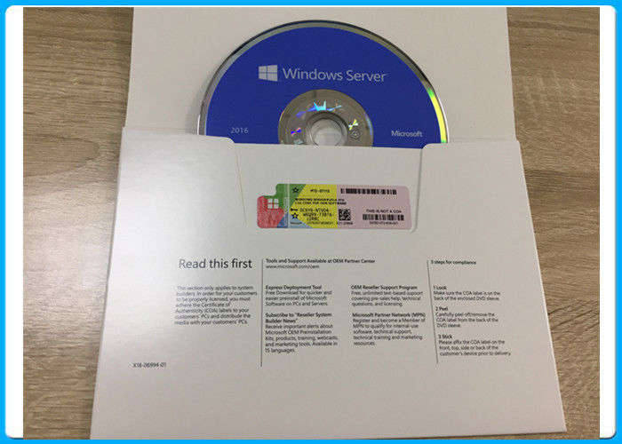 Microsoft Windows Softwares Server 2016 Standard 64bit DVD with 5 User CALs and 16 cores OEM Pack
