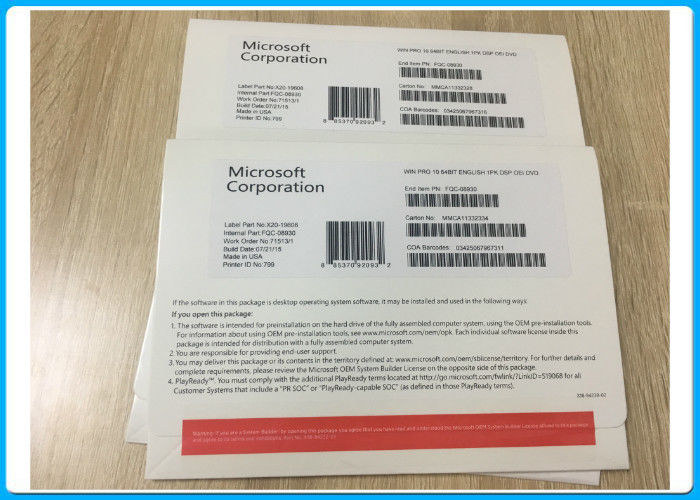 32 / 64 bit Microsoft Windows 10 Pro Software DVD Product Activation original License working