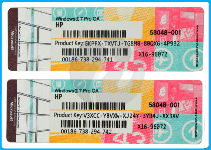 original Pink / Blue Windows 7 Product Key Codes oem COA key sticker